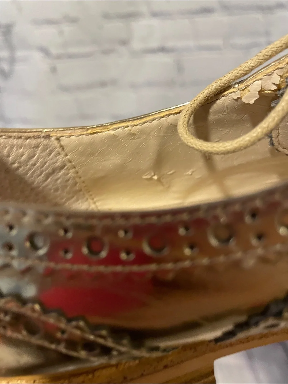 Sam Edelman Women Gold Metallic Wingtip Oxfords Sz 6